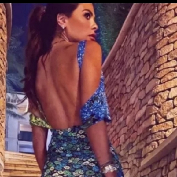 Zara Woman FW21 Floral Print Dress Blur Green Cut Out - Picture 5 of 12